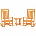 Polywood Presidential Tangerine Patio Set with South Beach Side Table and 2 Rocking Chairs 633PWS1661TA